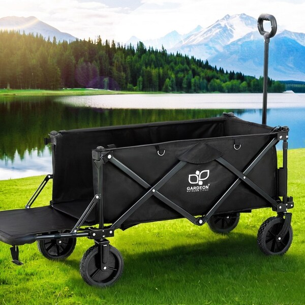 120kg Gardeon Garden Cart with Opening Rear Black