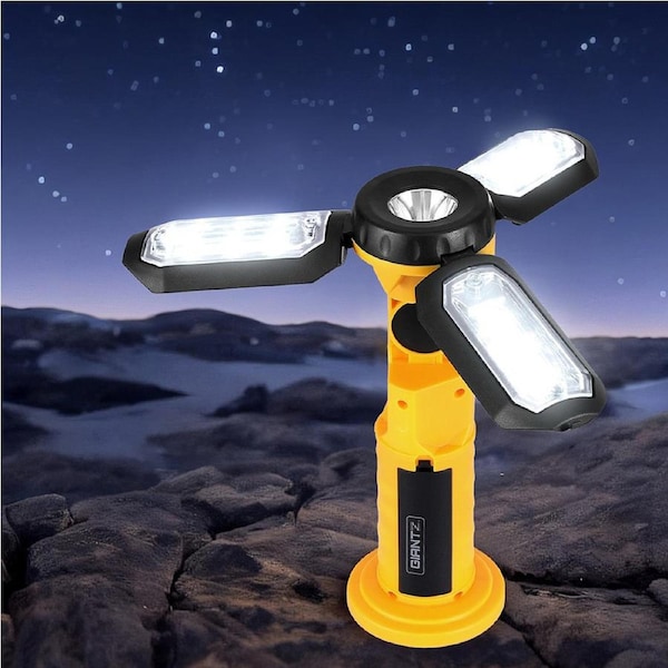 Giantz LED Work Light 12V Torch USB Camping Workshop Foldable Flashlight Battery