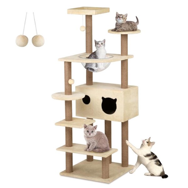 Advwin 153cm Cat Tree Scratching Post Sisal Scratcher Tower Condos House