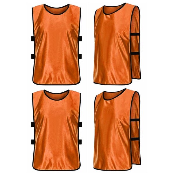 4 Pack Pinnies Scrimmage Vests Soccer Bibs Team Practice Jerseys Training Vest for Child S Size Orange