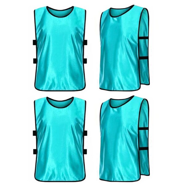 4 Pack Pinnies Scrimmage Vests Soccer Bibs Team Practice Jerseys Training Vest for Adult L Size Lake Blue