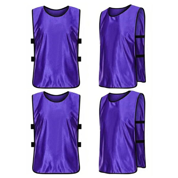 4 Pack Pinnies Scrimmage Vests Soccer Bibs Team Practice Jerseys Training Vest for Adult L Size Purple