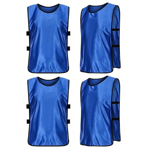4 Pack Pinnies Scrimmage Vests Soccer Bibs Team Practice Jerseys Training Vest for Large Adult XL Size Dark Blue