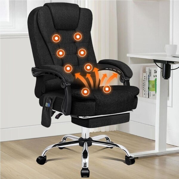 ALFORDSON Office Chair Massage Heated Seat Fabric Black