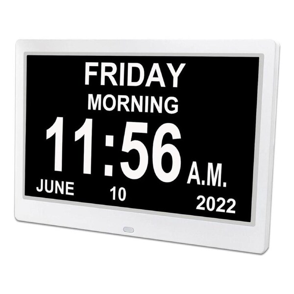 10" Extra Large Dementia Clock Digital Calendar Day Clocks LED Alarm Clock Wall