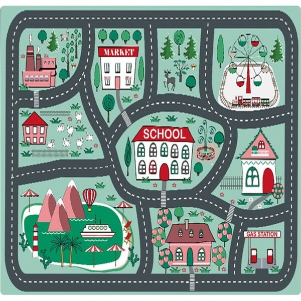 SOGA 120cm Kids Rug Street Map Play Mat Educational Baby Theme Park Area Rugs