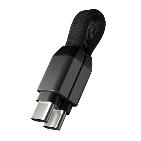 Rolling Square inCharge Mini USB-C to USB-C Keyring Cable - Gunmetal/Black