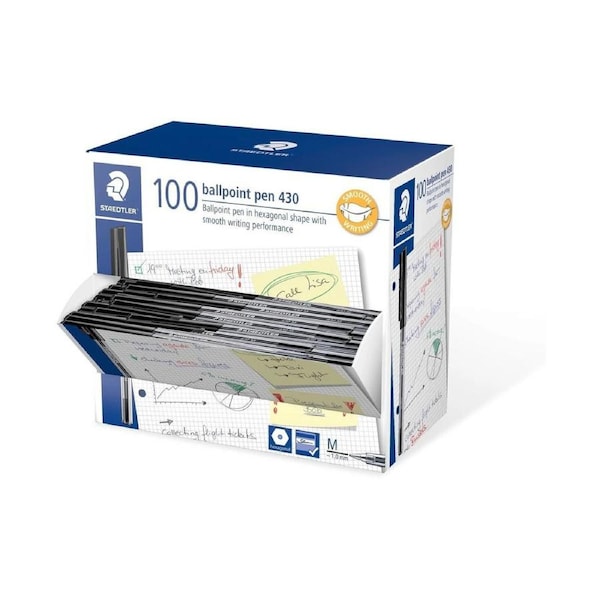 Staedtler 430 Ballpoint Pen Medium Black Ink Dispenser Box Of 100