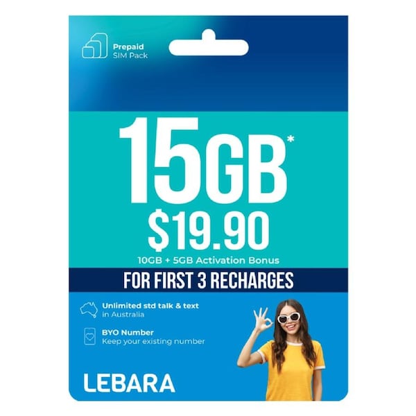 Lebara $19.90 Starter Pack PrePaid SIM Card