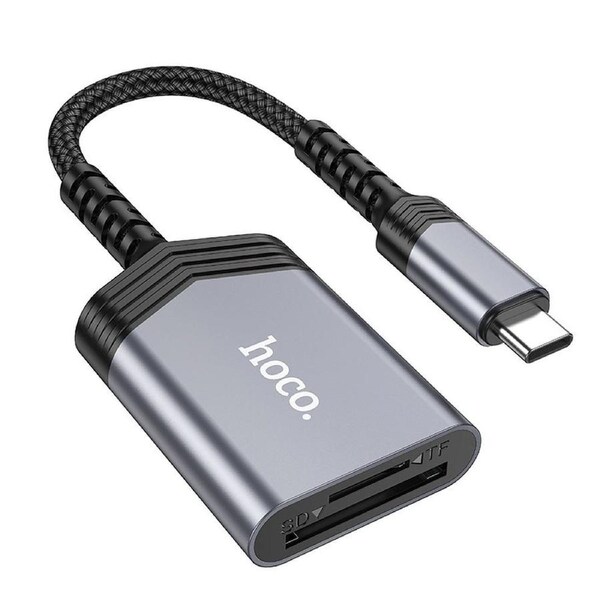 Hoco UA25C USB-C 2 in 1 Card Reader - Gray