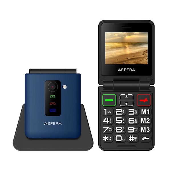 Aspera F50 Seniors 4G Big Button FLIP Mobile Phone with Cradel 2024 Mpdel - Black