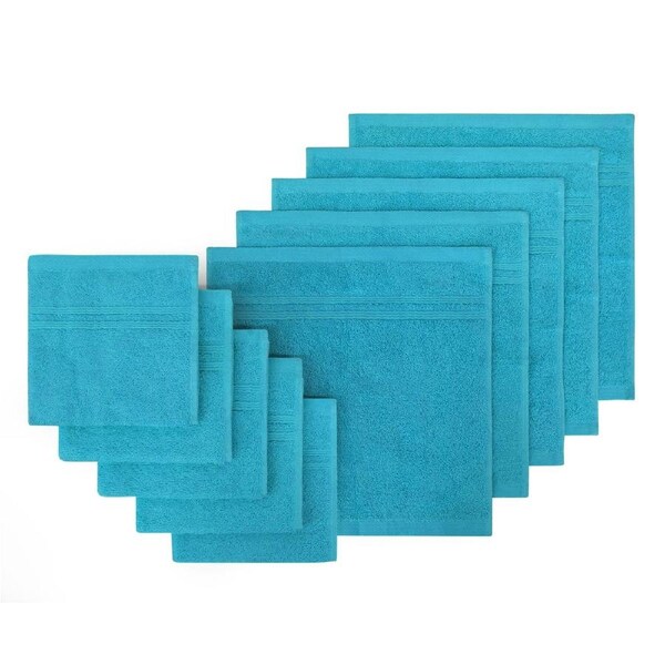 LINENOVA 100% Cotton Face Towels Washers Set(10 Pack) - Teal
