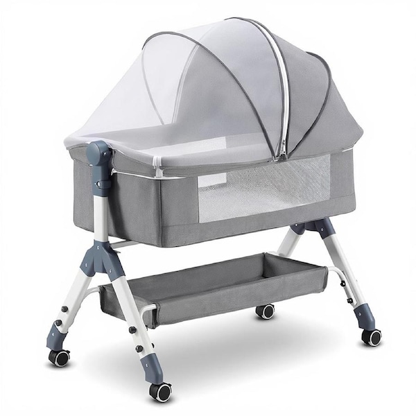 PlayPals Baby Cot Crib Bed Portable Bassinet Bedside Sleeper Adjustable Height