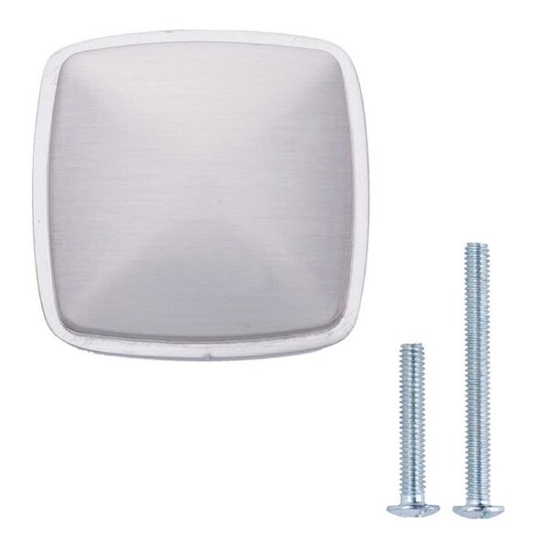 AMAZON BASICS 1.2 Inch Diameter&nbsp;Traditional Square Cabinet Knob, Satin Nickel