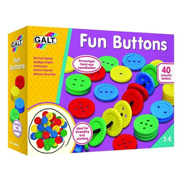 Galt Fun Buttons Kids/Childrens Early Learning Activity Kit Toy Set 3y+