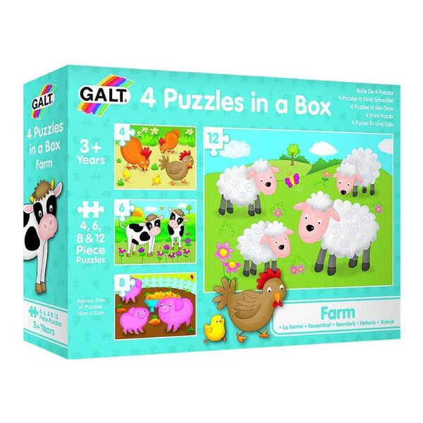 Galt 4 Jigsaw Puzzles In A Box Farm Kids/Childrens Early Leanring Toy 3y+