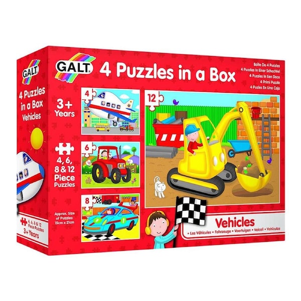 Galt 4 Jigsaw Puzzles In A Box Vehicles Kids/Childrens Early Leanring Toy 3y+