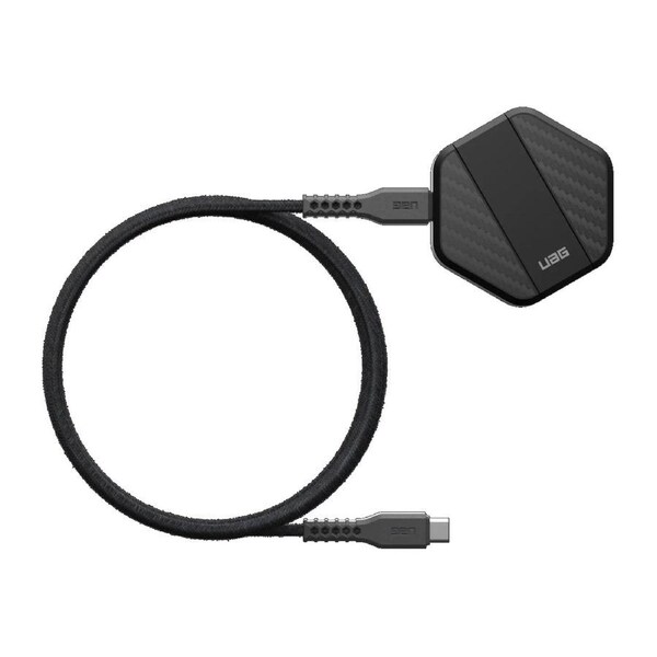 UAG Wireless Charging Pad with Stand - Black/Carbon Fiber (9B4410114042),Up to 15W Of Wireless Power, Metal Stand, Detachable 4ft Braided USB-C Cable