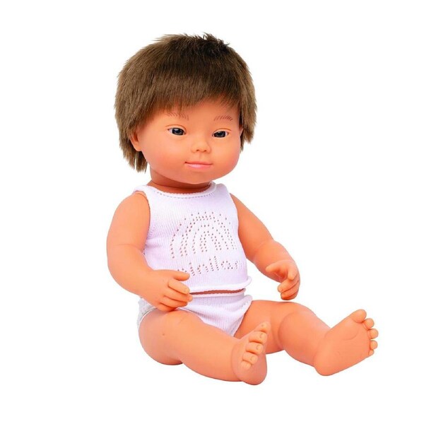 Miniland Baby Doll Caucasian Boy w/Down Syndrome 38cm Kids Pretend Play Toy 10m+