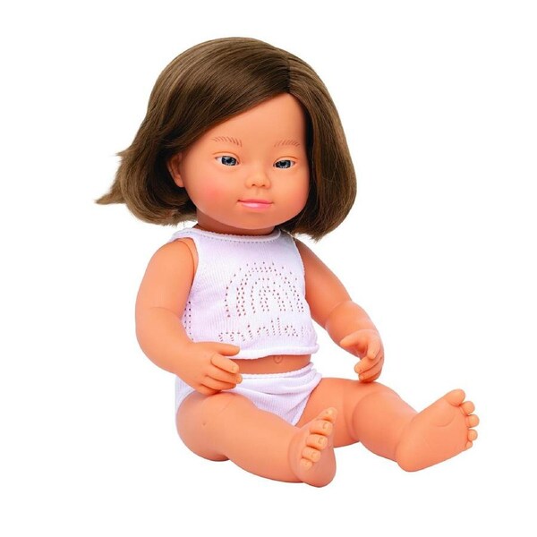 Miniland Baby Doll Caucasian Girl w/ Down Syndrome 38cm Kids Pretend Toy 10m+