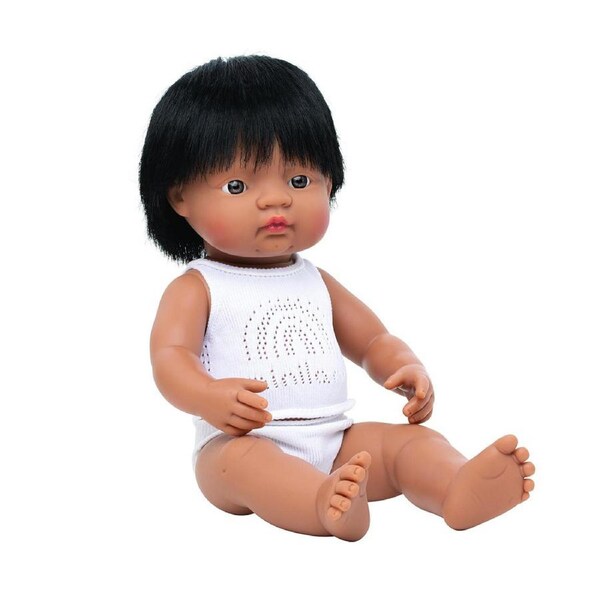 Miniland Baby Doll Hispanic Boy 38cm Lifelike Kids Fun Pretend Play Toy 10m+