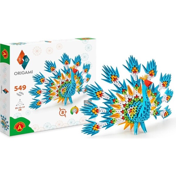 549pc Origami 3D Paperfolding Peacock Paper Sculpture Kids DIY Craft Toy Kit 8+
