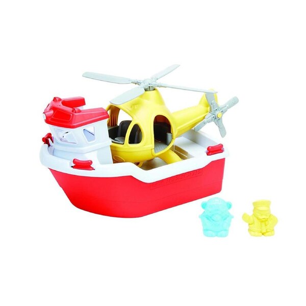 Green Toys Rescue Boat and Helicopter Kids/Toddler Bath Time Water Toy 2+