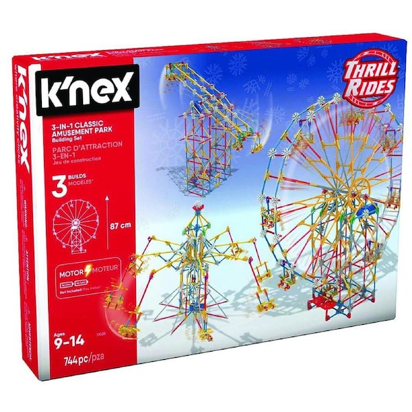 744pc Knex 3-In-1 Amusement Park 3 Builds Kids/Childrens Building Playset 9+