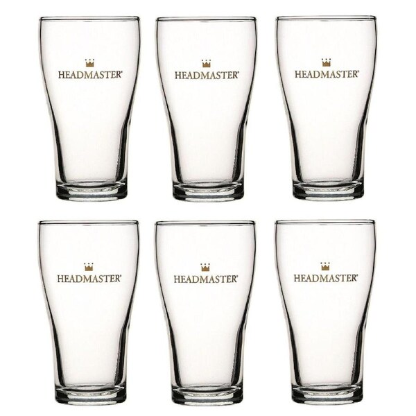 Crown Nucleated Headmaster Beer Conical Glasses 425ml - Set of 6