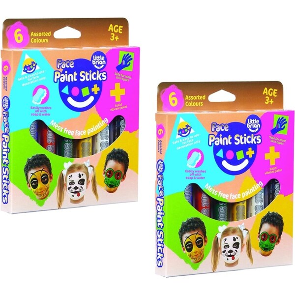 2x 6pc Little Brian Face Paint Sticks Classic Kids/Childrens Fun Play Toy 3+