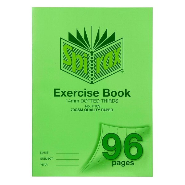 Spirax 70GSM 96 Page A4 14mm Dotted Third No.P109 Exercise Book School Notebook