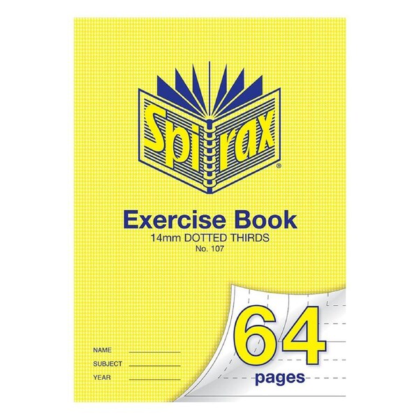 Spirax 70GSM 64 Pages A4 14mm Dotted Third No.107 Exercise Book School Notebook