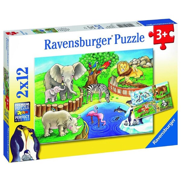 2x12pc Ravensburger Animals in the Zoo Kids/Childrens Jigsaw Puzzle Toy 3+