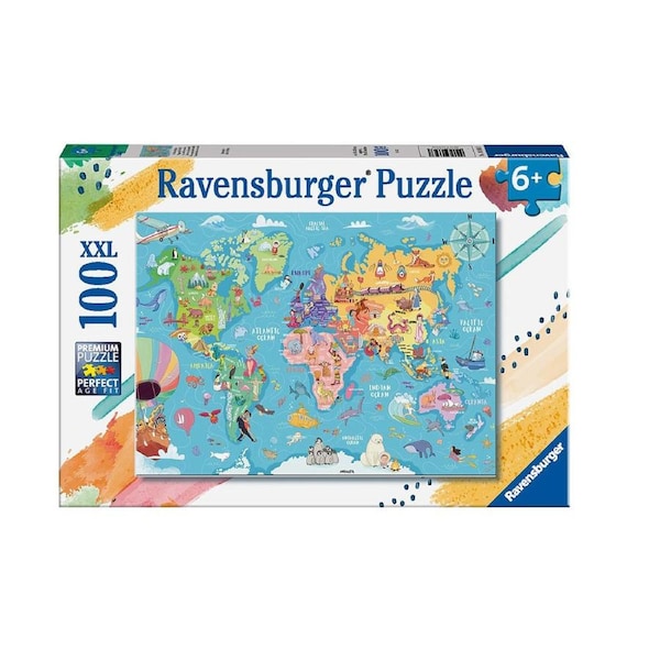 100pc Ravensburger Map of the World Jigsaw Puzzle Interactive Play Toy 6+