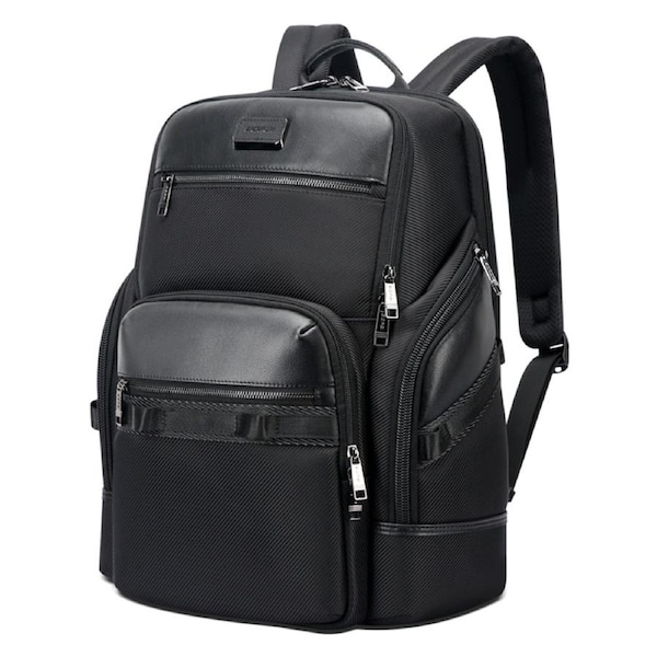 BOPAI Luxury leather waterproof Anti-Theft USB charge Business Laptop Backpack