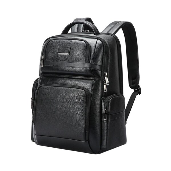 BOPAI Luxury leather waterproof Anti-Theft USB charge Business Laptop Backpack