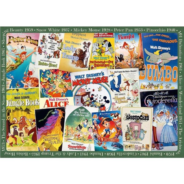 1000pc Ravensburger Disney Vintage Movie Posters Jigsaw Puzzle Pieces Set