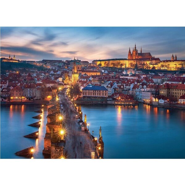 1000pc Ravensburger Prague at Night Jigsaw Puzzle Piece Interactive Family Set