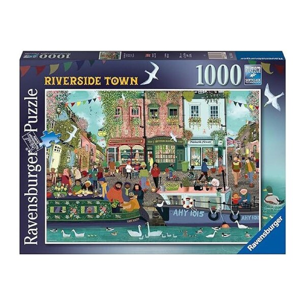 1000pc Ravensburger Riverside Town Jigsaw Puzzle Piece Interactive Family Set