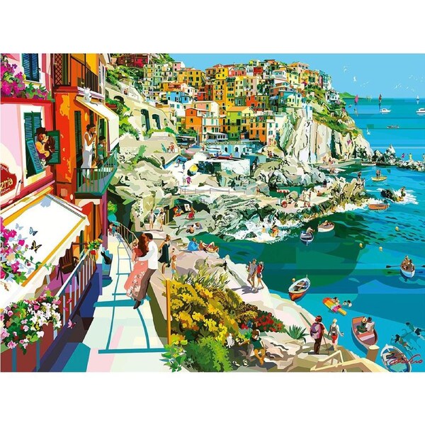 1500pc Ravensburger Romance in Cinque Terre Jigsaw Puzzle Piece Family Set