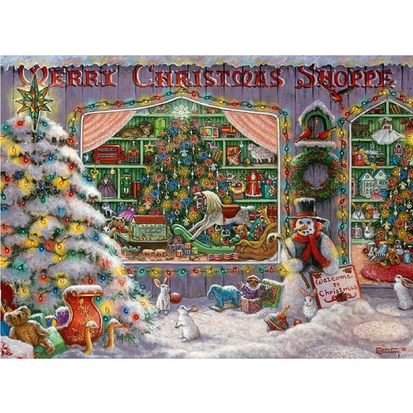 500pc Ravensburger The Christmas Shop Jigsaw Themed Puzzle Piece Family Set