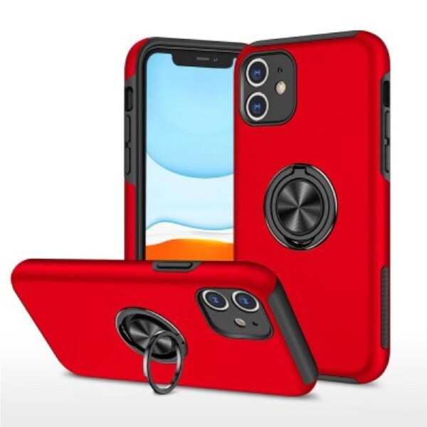 iPhone 11 Compatible Case Cover With Shockproof Magnetic Ring Holder - Red