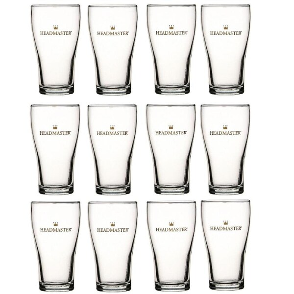 Crown Nucleated Headmaster Beer Conical Glasses 425ml - Set of 12