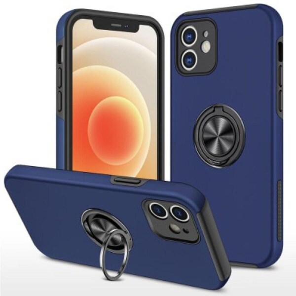 iPhone 14 Compatible Case Cover With Shockproof And Magnetic Ring Holder - Navy