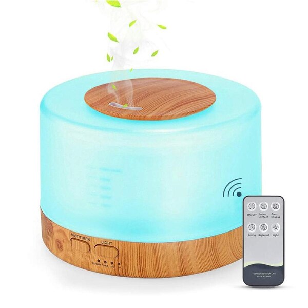 Multifunction Smart Humidifier Diffuser with LCD and Remote Control (Wood Grain)