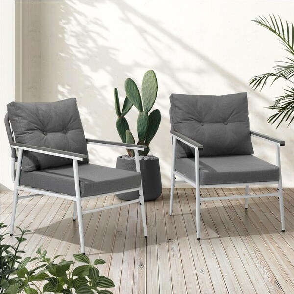 Livsip 2PCS Outdoor Chairs Setting Garden Patio Armchair Lounge Sofa White
