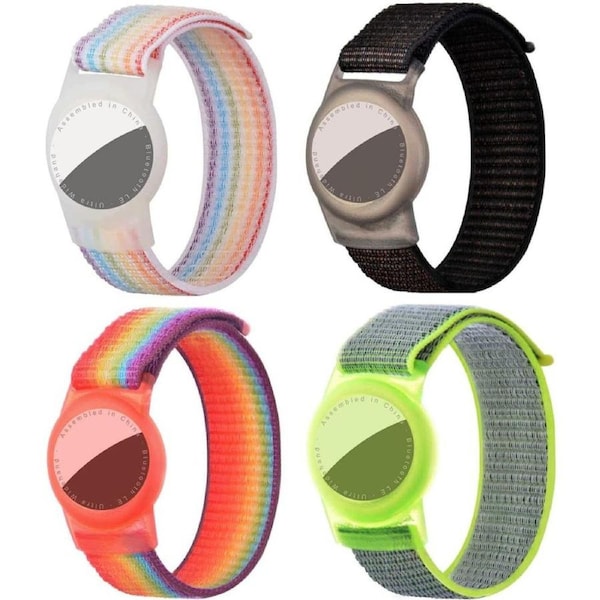 [4 Packs] Airtag Watch Bands for Children, Adjustable Kids Wristband for AirTags, Lightweight AirTag Case Holder for Toddler Baby, Boys, and Girls, Elders