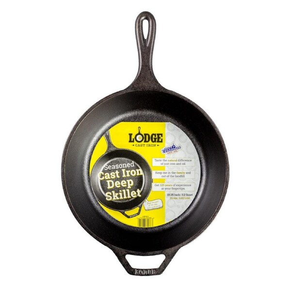 Lodge Cast Iron Deep Skillet with Helper Handle 26cm