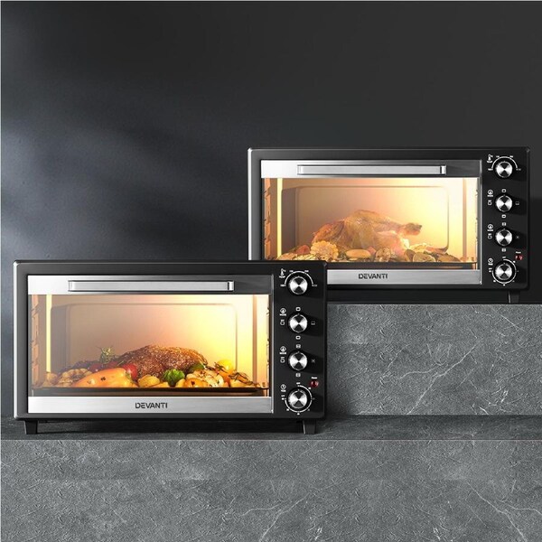 Devanti Convection Oven Electric Cooker Bake Ovens Rotisserie Grill Accessories 45L