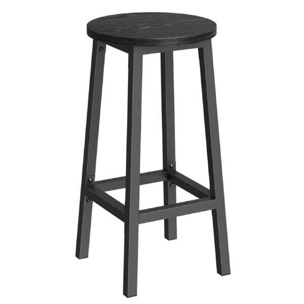 Modern Industrial Bar Stool Black Wood & Metal Kitchen Counter Seating